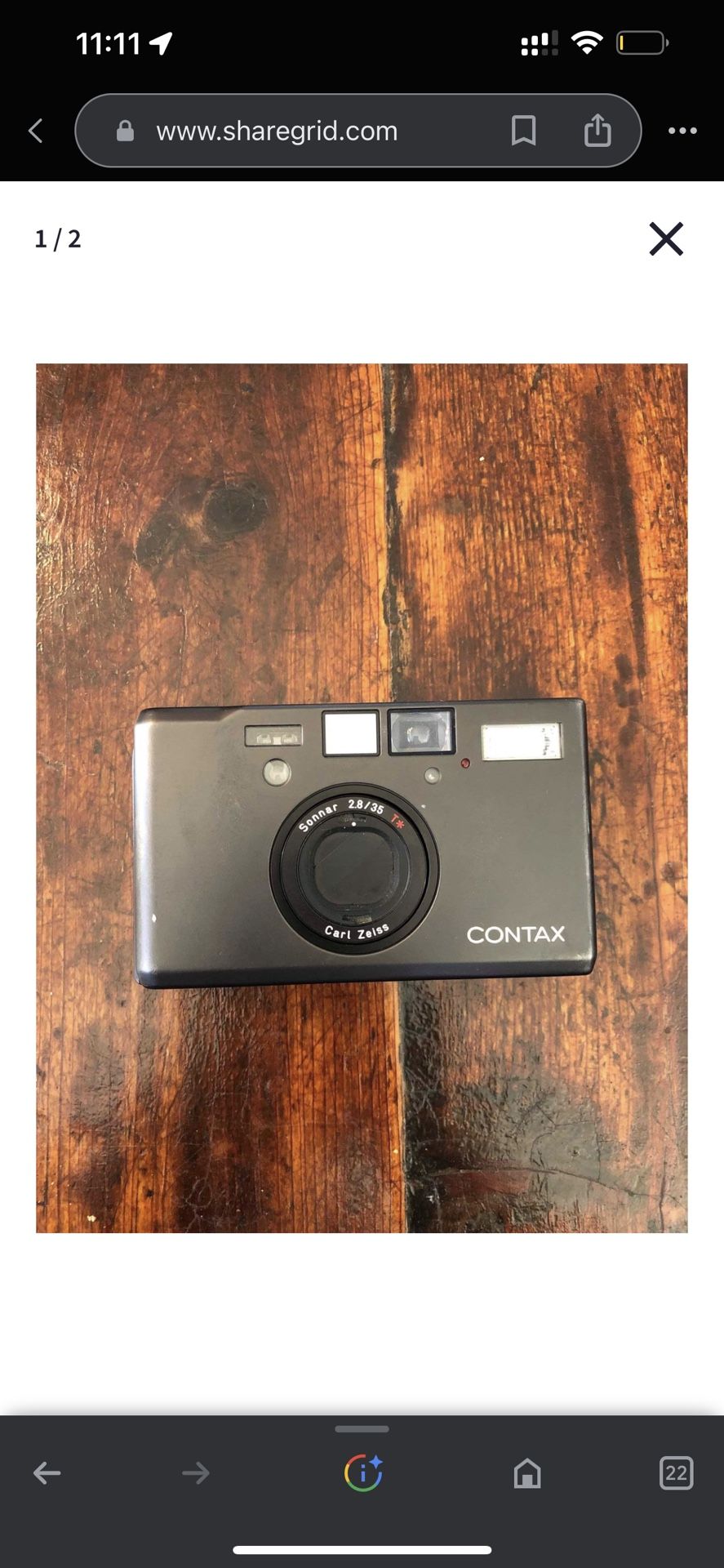 Contax T3 35mm Point & Shoot Film Camera - Black, Double Teeth w/Case