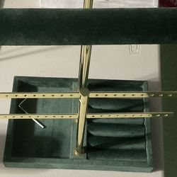 Velvet Necklace Stands Green Velvet & Gray  Holds Earrings, Bracelets, & Rings, Off White Bracelets and Rings