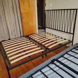 Full Size Metal Bedframe. Fully assembled, just need to attach headboard. $50