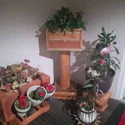 Handmade Wooden Planter Boxes. All Shapes And Sizes For Sale. Varnished And Ready For Your Favorite Plants. 100.00 Dollar's Each Or Best Offer.