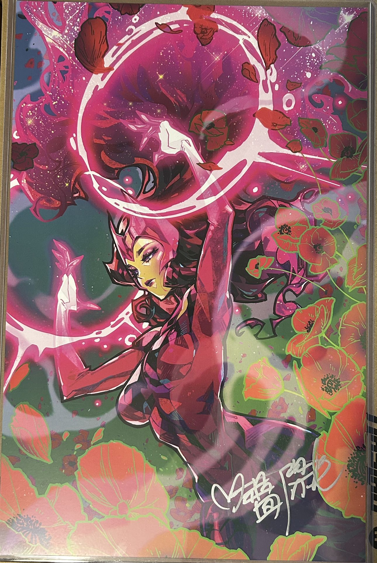 Rose Besch Signed Scarlet Witch 11 x 17 Poster w/ Toploader