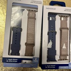 Insignia™ - Silicone and Nylon Bands for Apple Watch 38mm, 40mm and 41mm (2-Pack) - Indigo/Mauve $15 Each