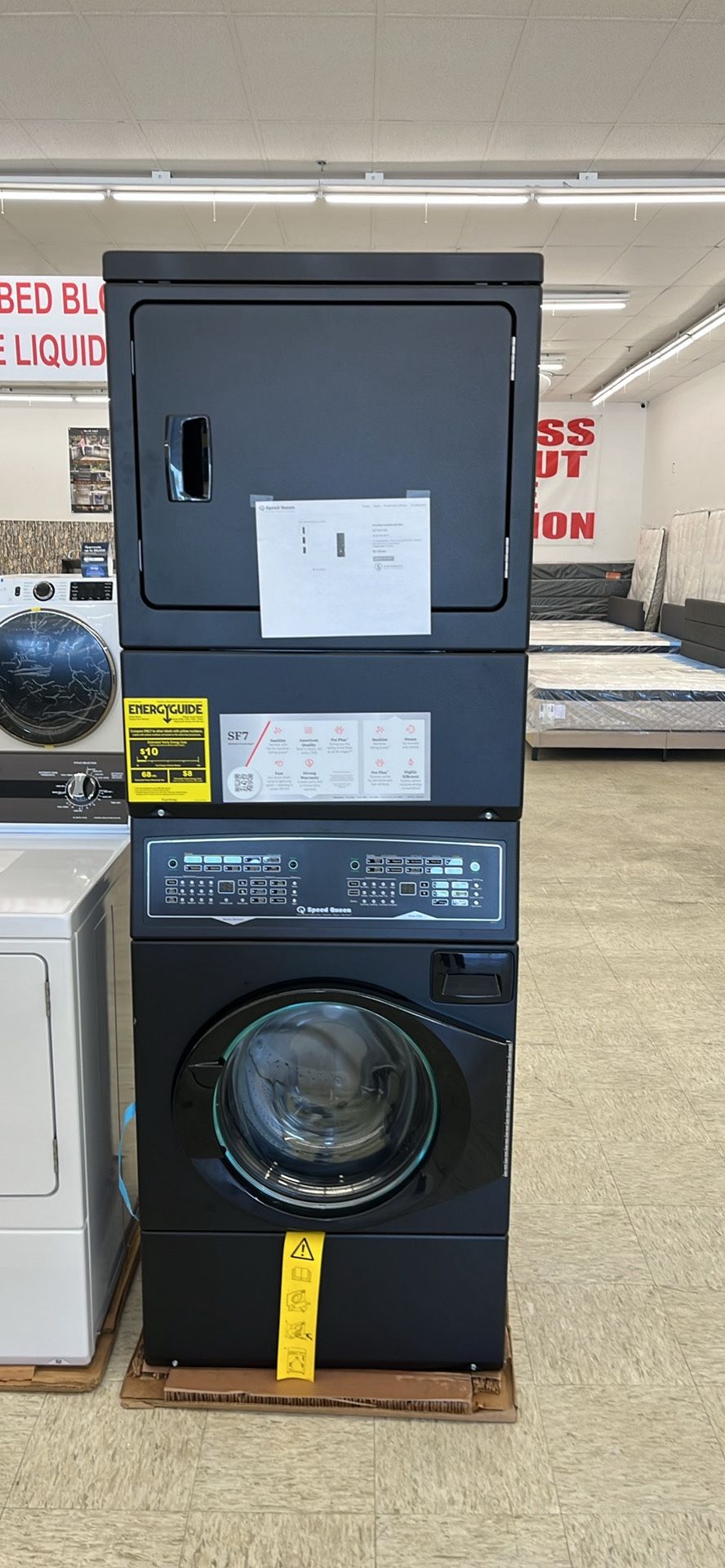 New Speed Queen Washer And Dryer Stackable- Financing Available