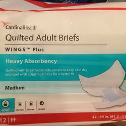 Quilted Adult Briefs Wing tm Plus Heavy Absorbency size Medium 8 pkgs x 12 briefs by Cardinal Health