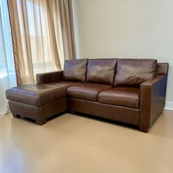 Pottery Barn Leather Sectional Sofa with Lefthand Chaise — $4.2k New