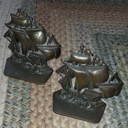 Vintage Cast Iron Nautical Ships Bookends