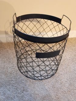 Black Metal Basket, 12"HX12"D, Magnolia Home by Joana Gaines Black Metal Basket