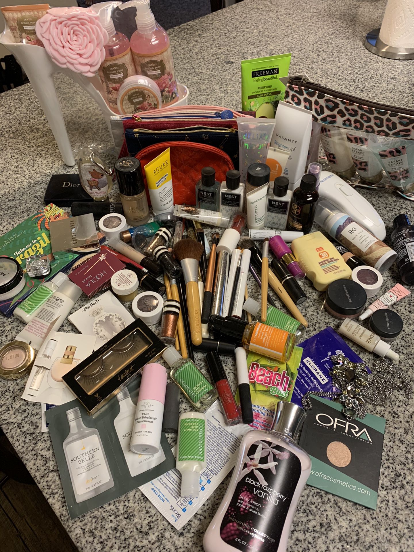 Makeup lipsticks brushes eye shadows perfume skincare and other beauty products