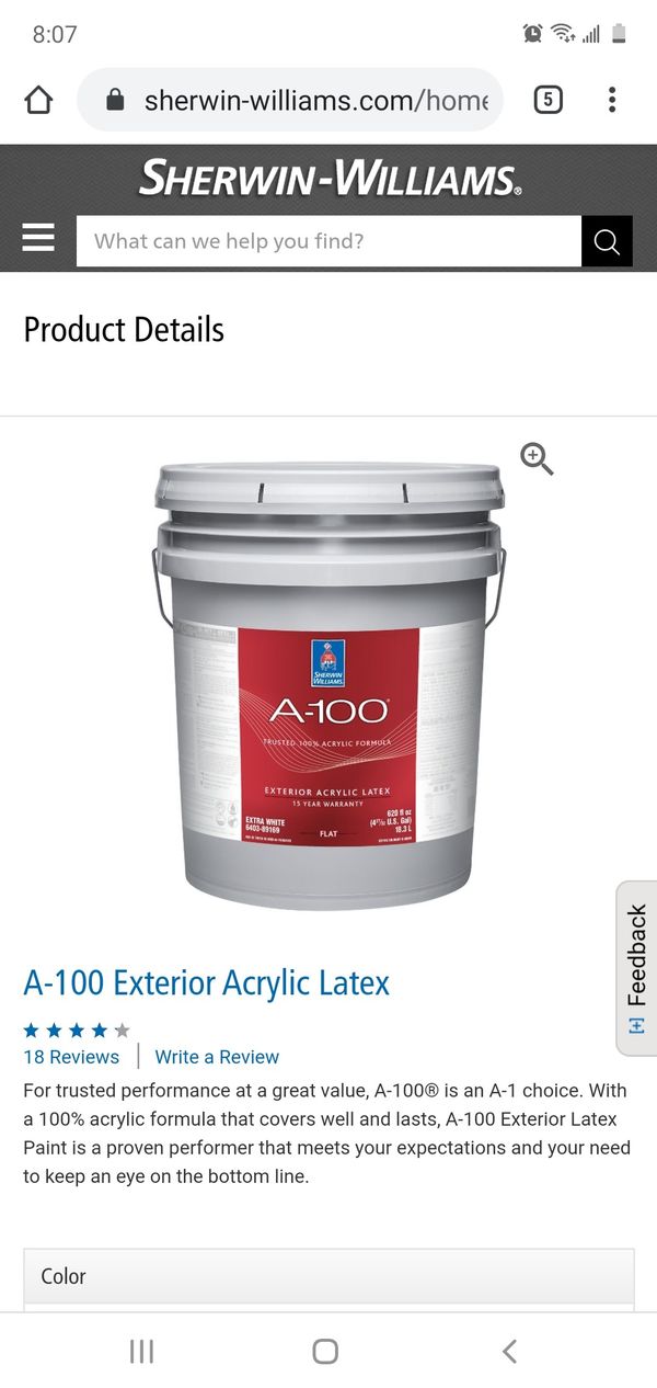 Sherwin williams A100 exterior paint (Mandarin color) for