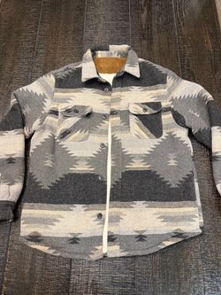 Men’s Large Aztec Print Flannel Shirt Jacket