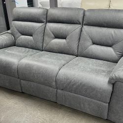 *New* Fabric Power Reclining Sofa with Power Headrests - GRAY