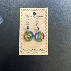 Peace Sign Earrings Colorful