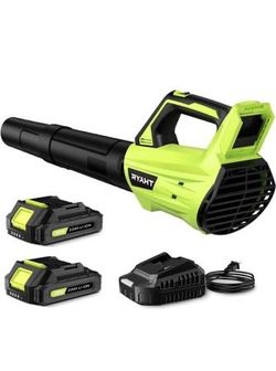 Leaf Blower Cordless, Leaf Blower with Battery and Charger - 2 Speed Modes, 2 Batteries, 20V Powerful Lightweight Electric Blowers for Blowing Leaves,