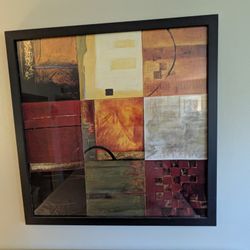 Large Framed Abstract Art Poster: "Compartments II" by Kurt Morrison - 38 x 38" 