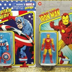 Captain Marvel & The Invincible Iron Man Kenner Retro Marvel Legends 3.75" Figures