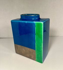 C. 1960s Mid-Century Modern Rosenthal Netter Block Ceramic Vase Made in Italy