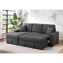 Dark Gray Sectional With Hidden Sleeper And Storage Chaise Lounge REAL PRICE 
