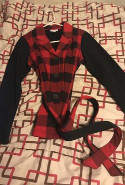 Double Breasted fleece red Skechers jacket for women