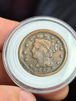 😍 !! 1847 Braided Hair Large Cent – Early U.S. Large Penny – Antique Coin