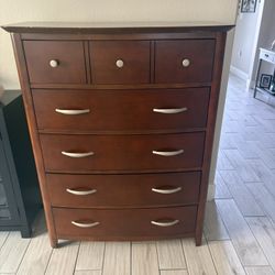 Brown 5 Drawer Wood Dresser