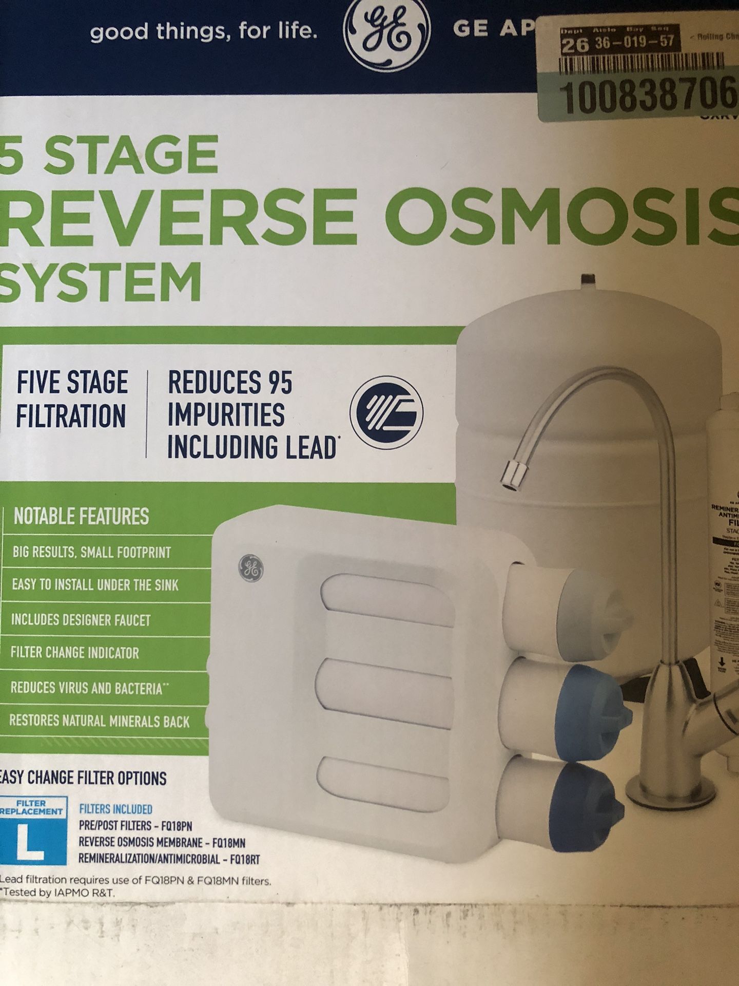 GE 5 Stage Reverse Osmosis System GXRV40TBN