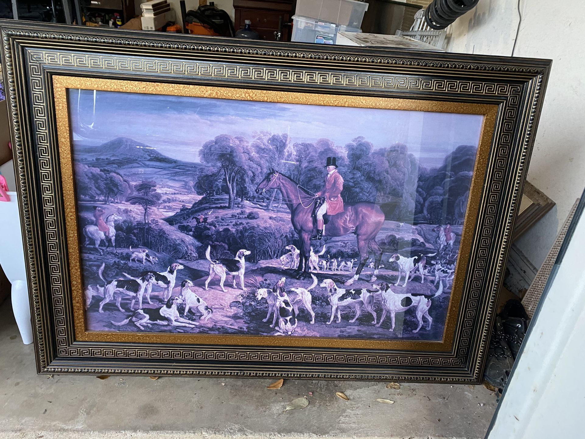 Fox Hunt Painting Picture Horse Frame 46 Width X 33