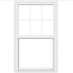 5 available JELD-WEN V-2500 Series 29.5 in. x 48 in. Double Pane Double Hung Vinyl Low-E White Nail Fin Frame Brickmould Window with Grids