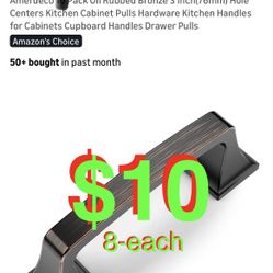 (8-each) Oil Rubbed Bronze 3 Inch(76mm) Hole Centers Kitchen Cabinet Pulls Hardware Kitchen Handles for Cabinets Cupboard Handles Drawer Pulls