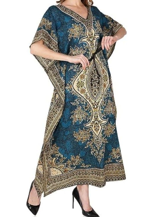 Maxi Kimono Kaftan Tunic Lounge Dresses Suiting Teens to Adult in Regular to Plus Size