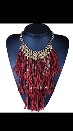 Red fringe necklace! Brand new!