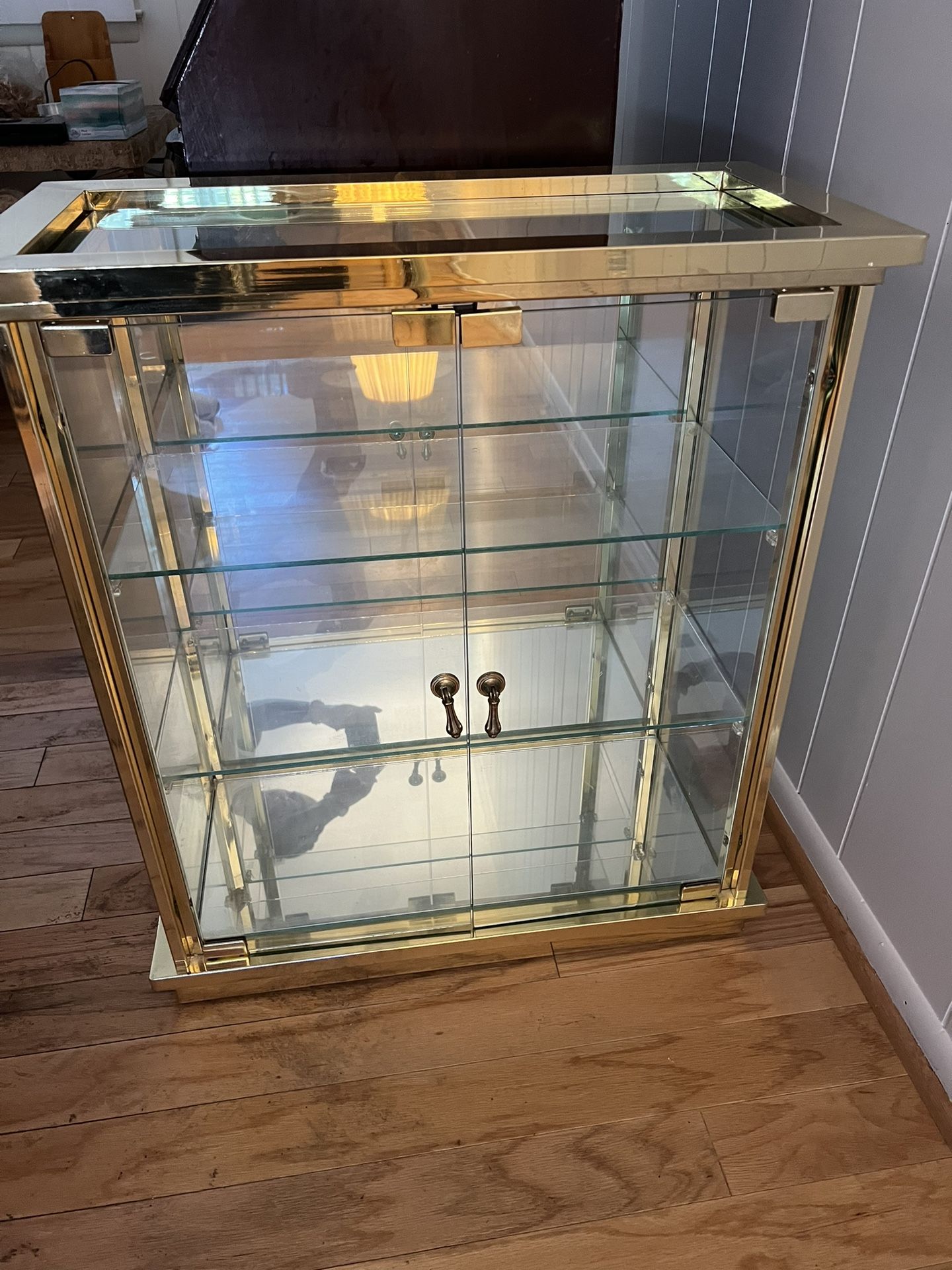 Brass and Glass Curio Display Cabinet