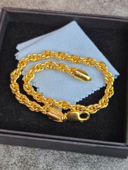 925 Sterling Silver 18k Gold Plated Rope Chain Bracelet