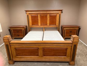 Cal King Bed Frame with Two Nightstands