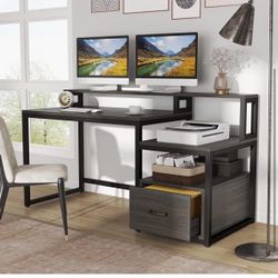 LIKE NEW- Reversible Computer Desk with Hutch
