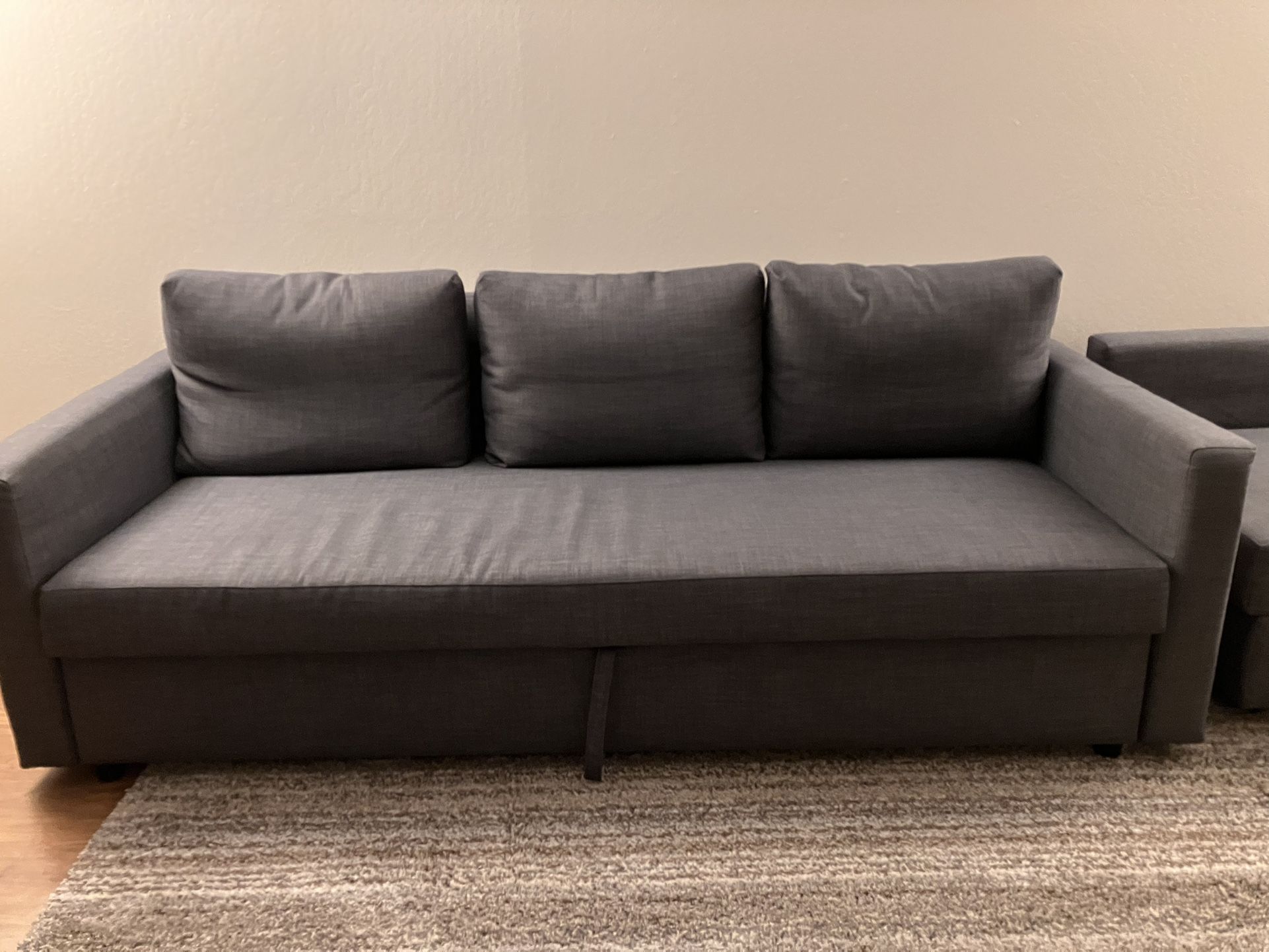IKEA sleeper sofa, 3 seat w/storage, dark gray