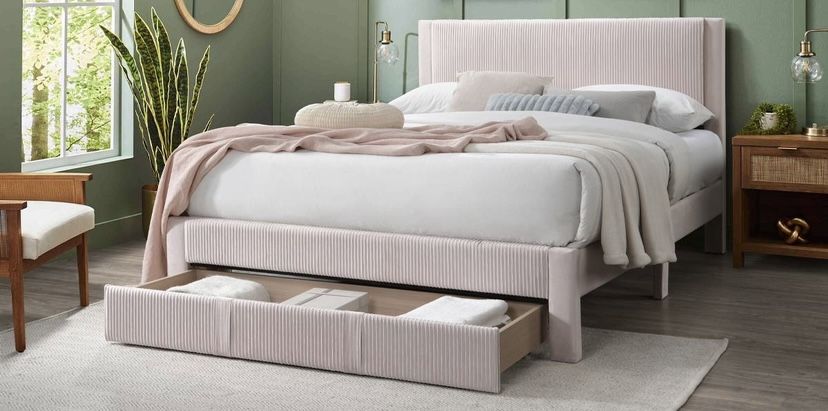 Full Size Pink Linen With Ortho Matres!!!!