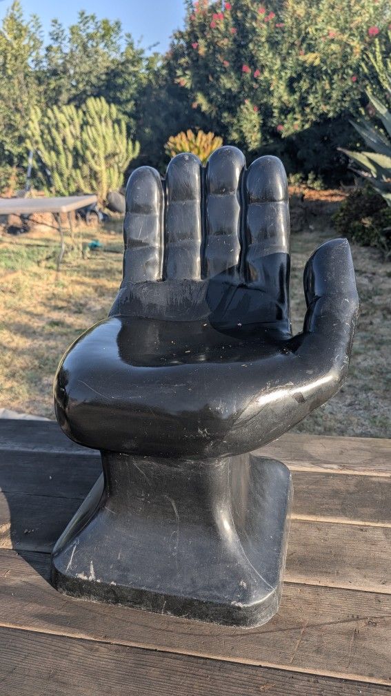 Vintage Black Resin Hand Chair 24" Mid-Century Modern Surrealist Style