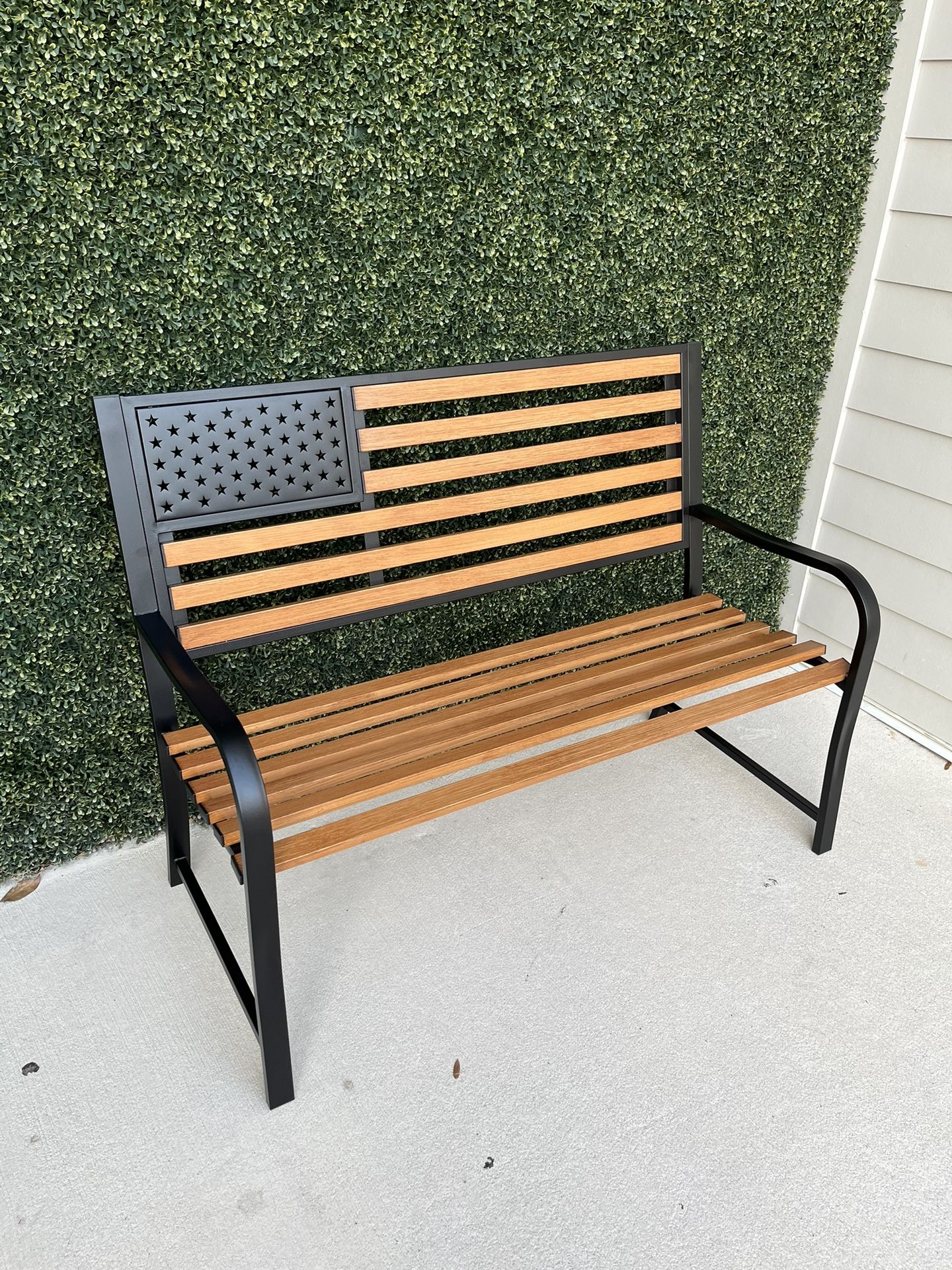 Outdoor Bench American Flag 50" New