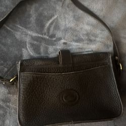 Dooney & Bourke Vintage Black Pebbles Leather Flap Over Bag