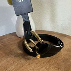 Lauren Ralph Lauren Women's Charm Crosshatch Leather Belt