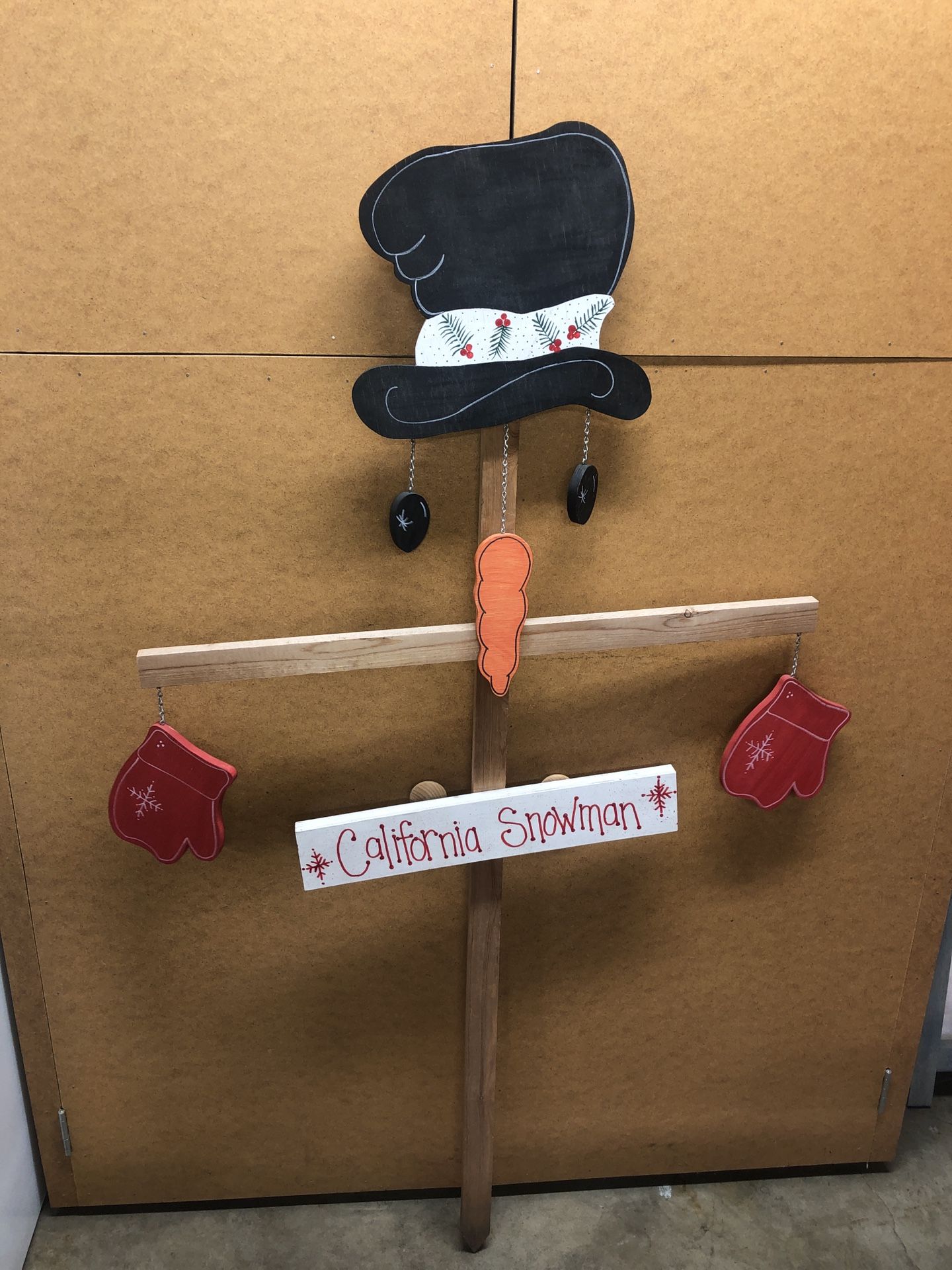 Large Unique California Snowman yard stake decoration