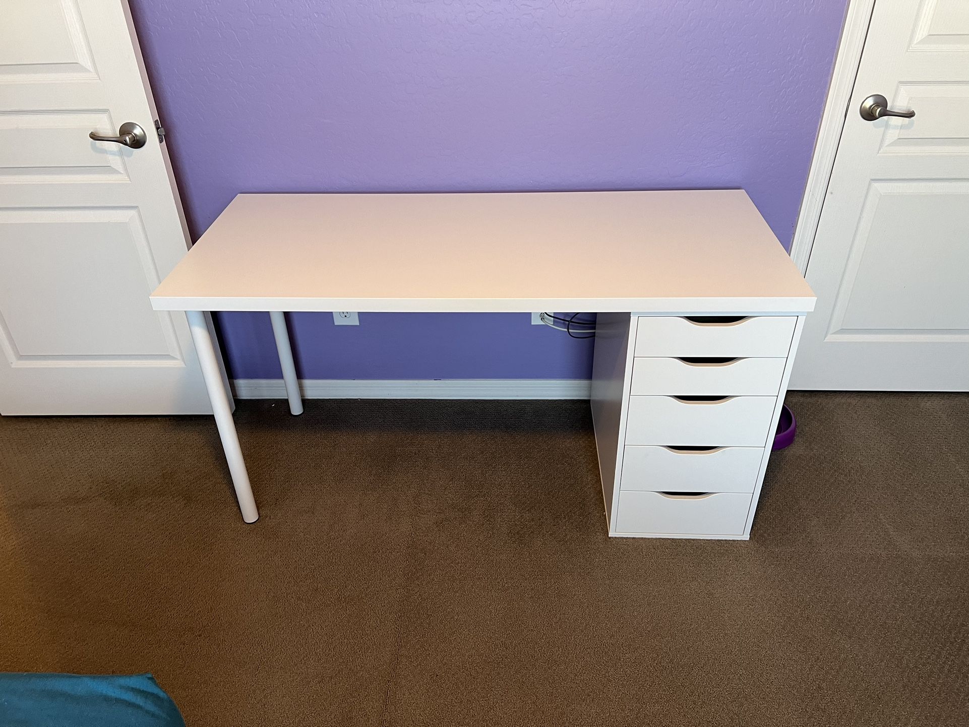 IKEA Desk White With Drawers 