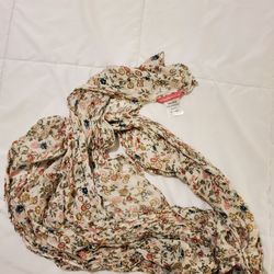 Beige, pink, and blue floral scarf by Women Within