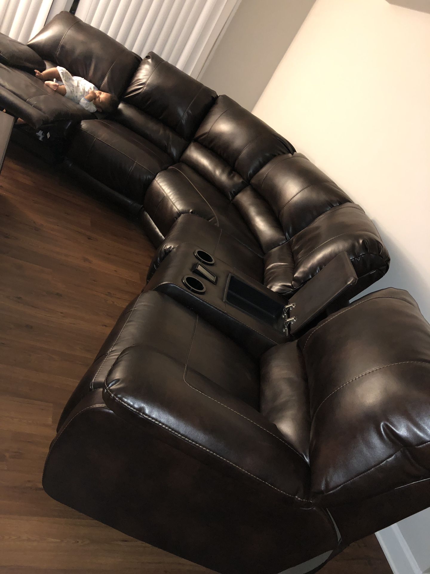 Leather sectional couch.