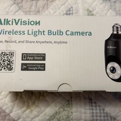Black AlkiVision Wireless Light Bulb Video Camera to View, Record, and Share Anywhere, Anytime