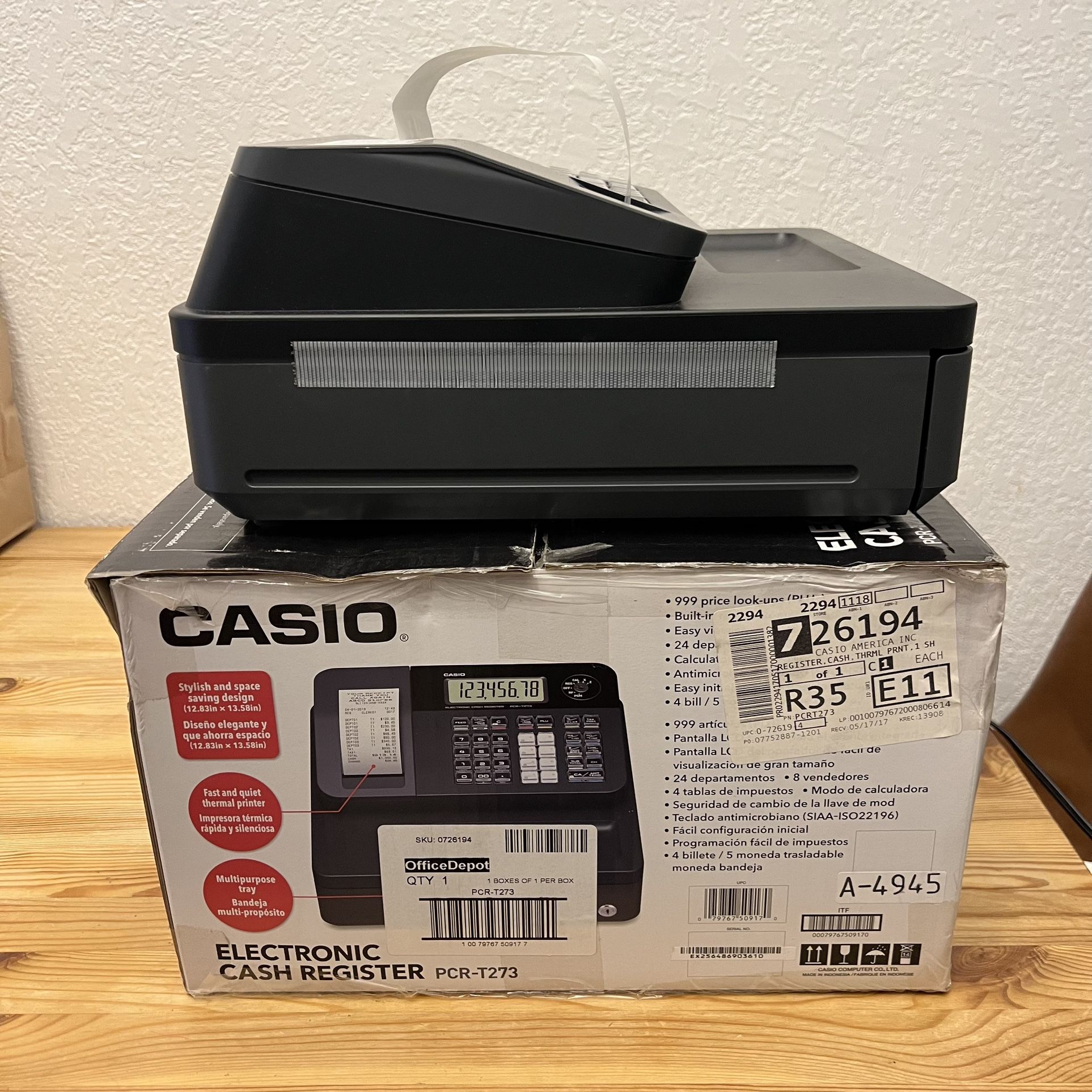 Casio PCRT273 Electronic Cash Register Tested with Drawer & Manual