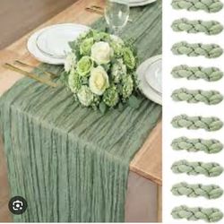 50 Pcs Sage Green 10FT Cheesecloth Table Runner Gauze Boho Table Runner Romantic Cheese Cloth Table Runners Rustic Sheer Runner for Wedding Birthday P