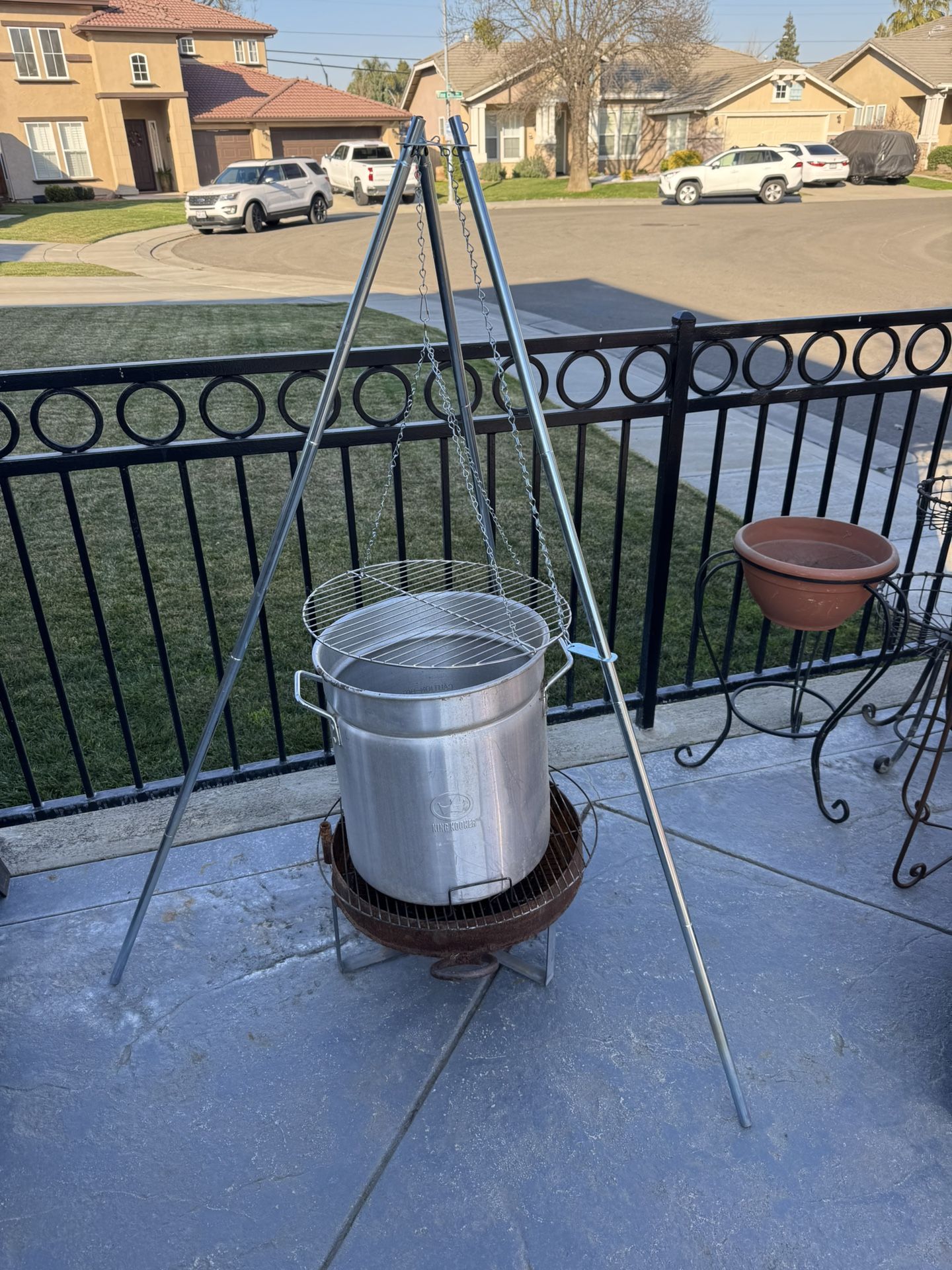 Great Cast Iron Fire Pit With Grill Accessories!