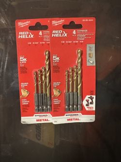 Milwaukee Red Helix 4pc Titanium Drill Set $15 for 2