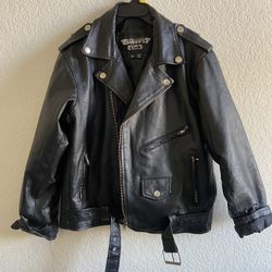 XL Kids Black Leather Bikers Club Leather Jacket